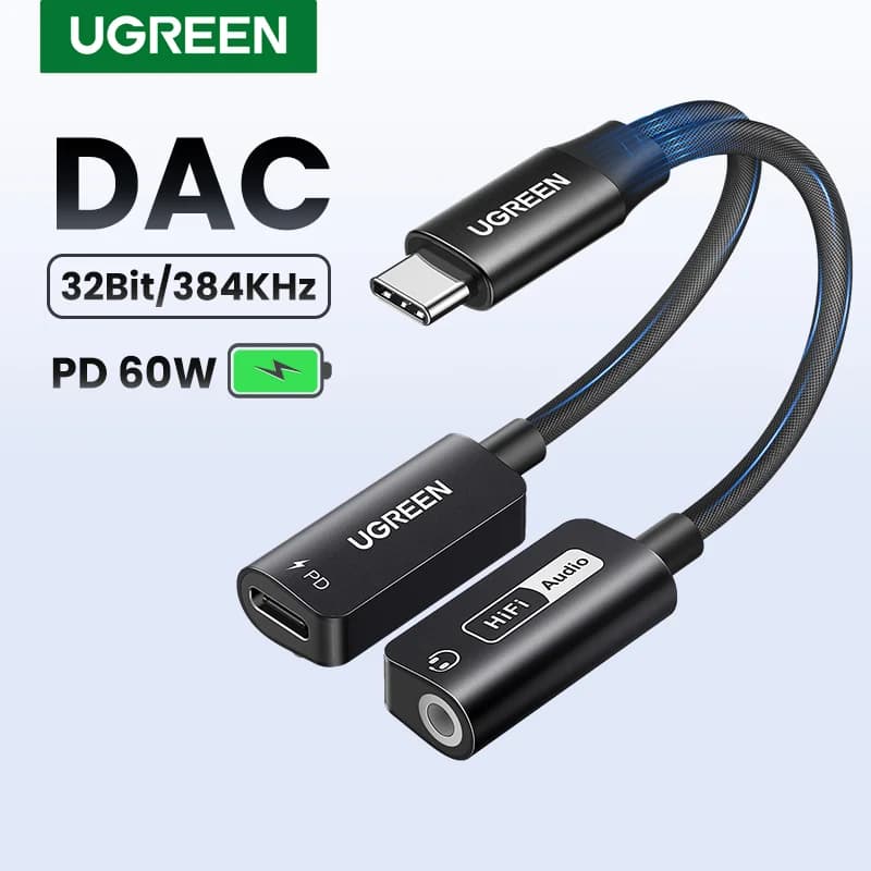 Аудио адаптер USB-C към 3.5mm AUX с DAC чип