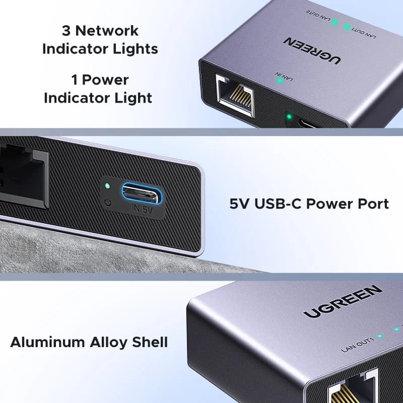 RJ45 Ethernet разклонител, LAN адаптер 1 към 2