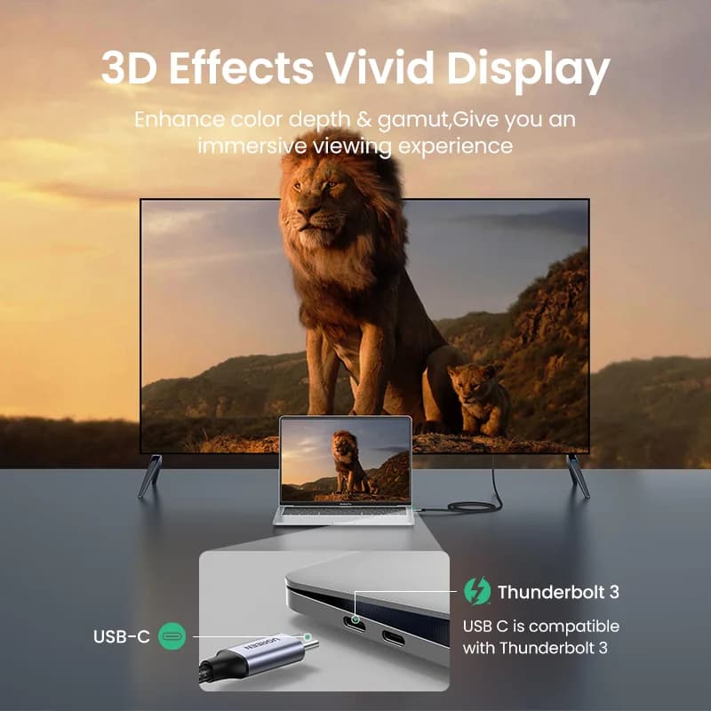 USB-C към HDMI кабел, видео адаптер с 4K резолюция