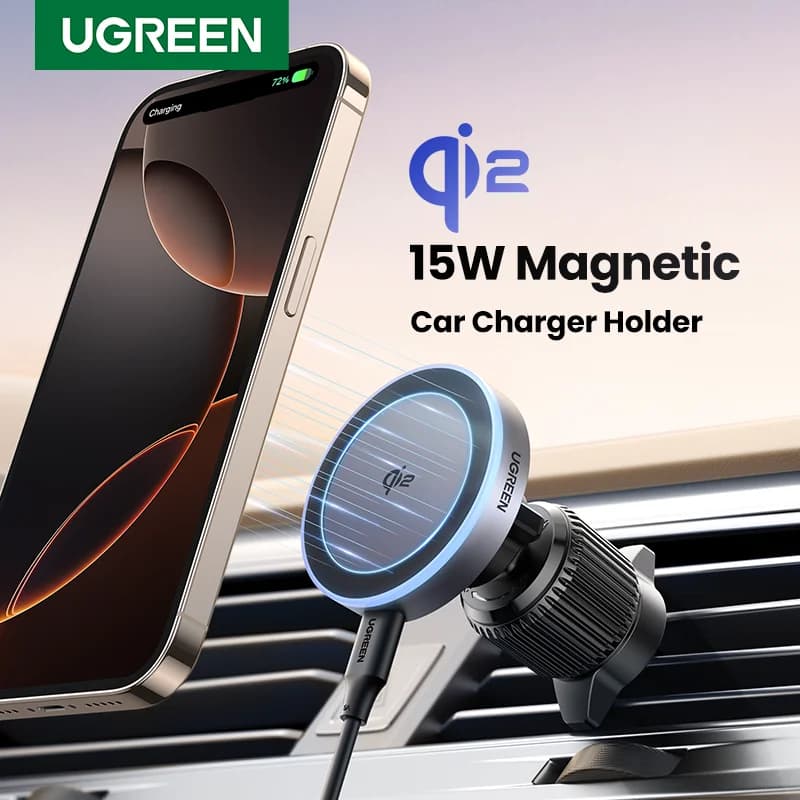 Магнитен безжичен автомобилно зарядно Qi2 15W за iPhone