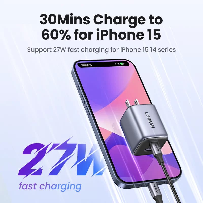 35W GaN USB-C бързо зарядно с US щепсел