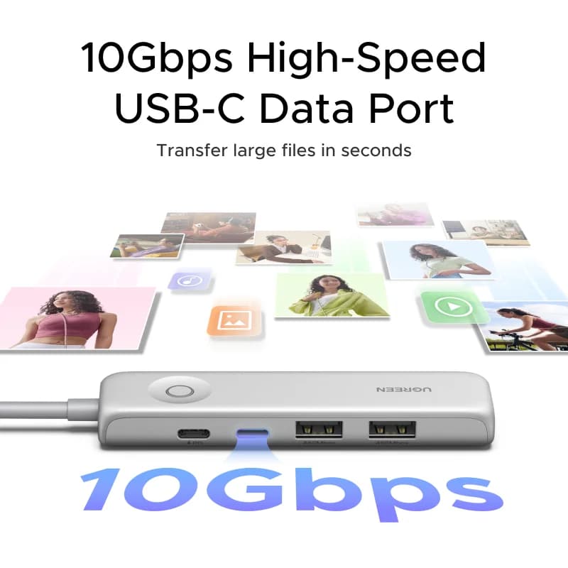 USB-C хъб с 4K HDMI, 10Gbps данни и бутон за заключване на екрана