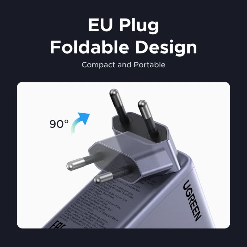 GaN зарядно 160W с изтеглящ се кабел и дисплей