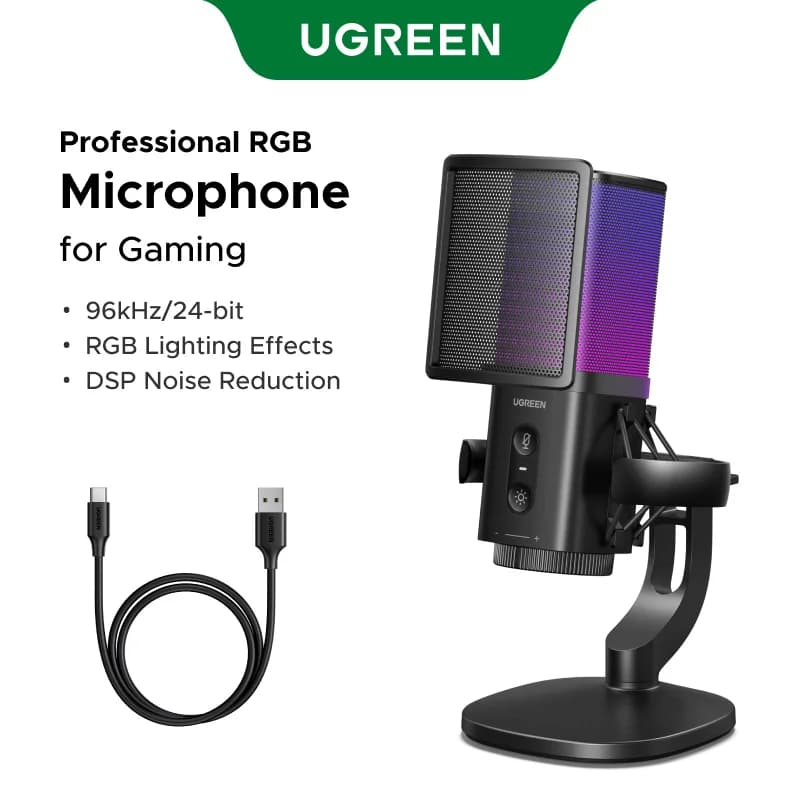 USB микрофон с докосване за заглушаване и RGB осветление