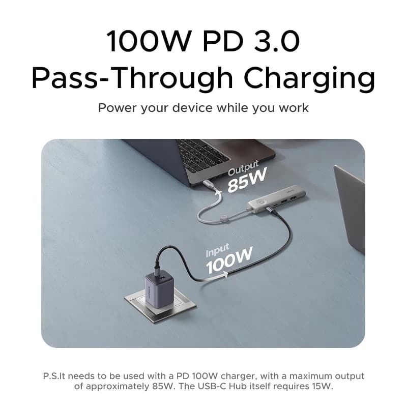 USB-C хъб с 4K HDMI, 10Gbps данни и бутон за заключване на екрана