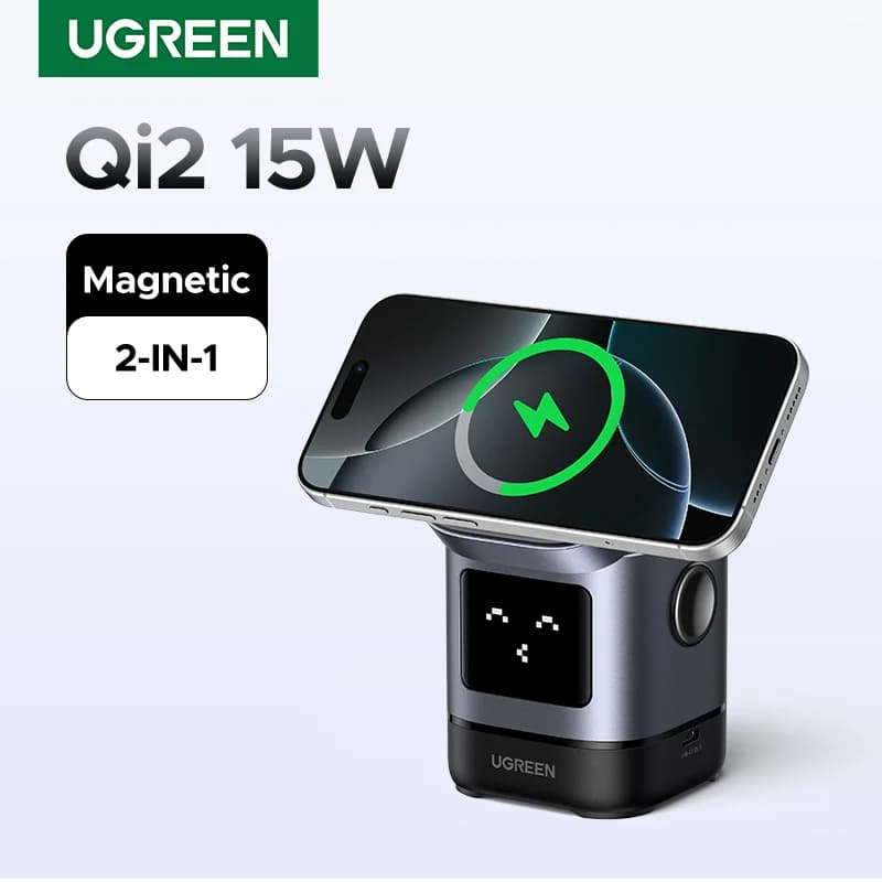 Магнитна безжична зарядна стойка Qi2 15W с кабел