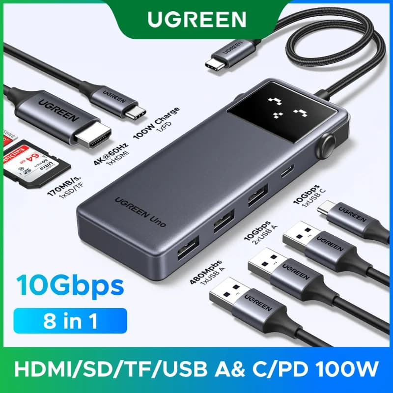 8-в-1 USB-C хъб с 4K HDMI и 100W PD